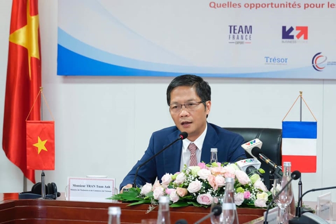 Bộ trưởng Bộ Công Thương Trần Tuấn Anh phát biểu tại Hội thảo thúc đẩy quan hệ thương mại Việt Nam - Pháp